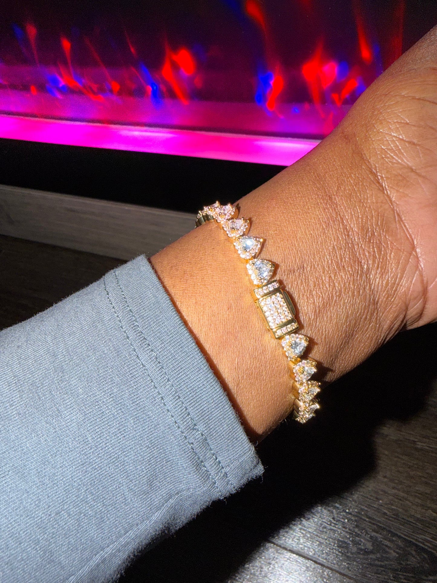 Heart Tennis Bracelet - Gold | Silver