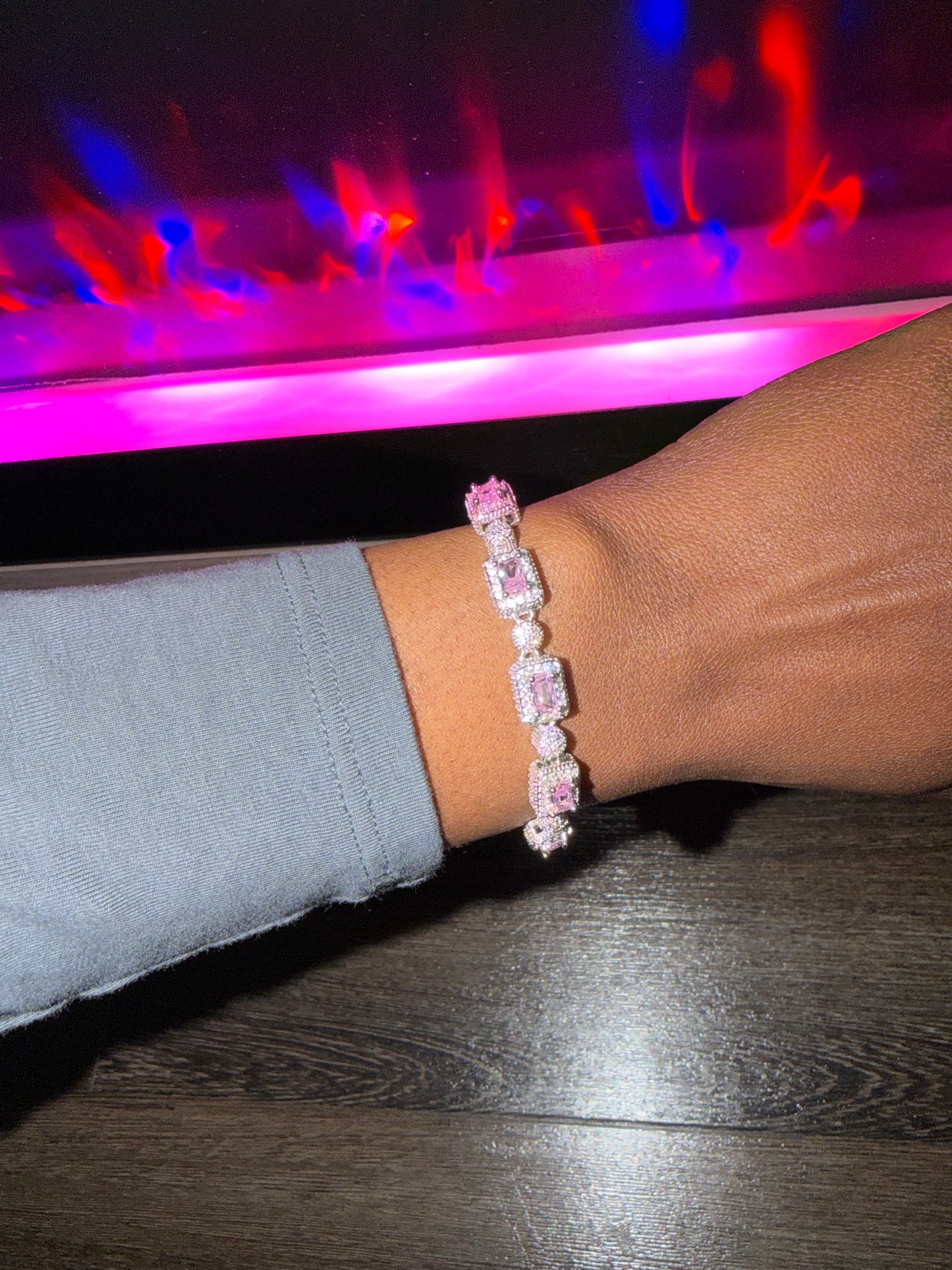 Pink Diamond Tennis Bracelet - Gold | Silver