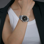 Silver 38mm stainless steel unisex watch with rainbow galaxy dial