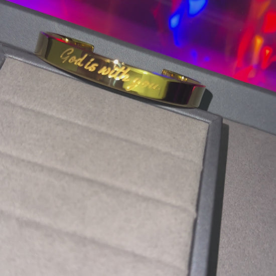 Gold engraved God is with you Faith bracelet 