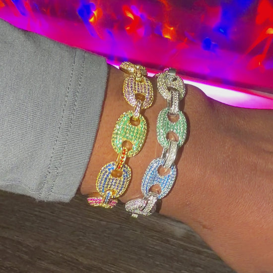  coffee bean bracelet with simulated diamonds.