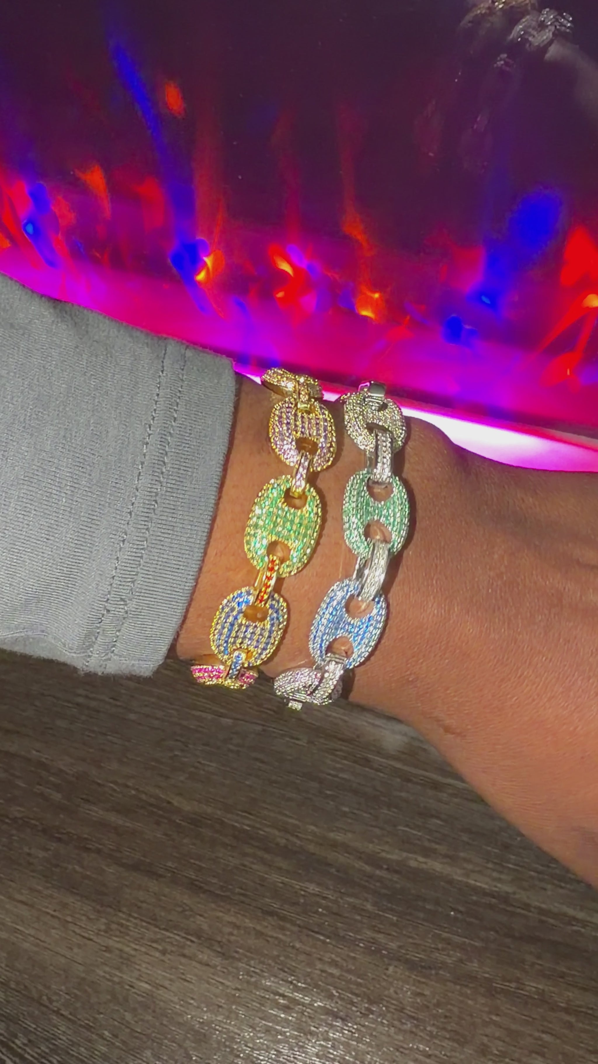  coffee bean bracelet with simulated diamonds.