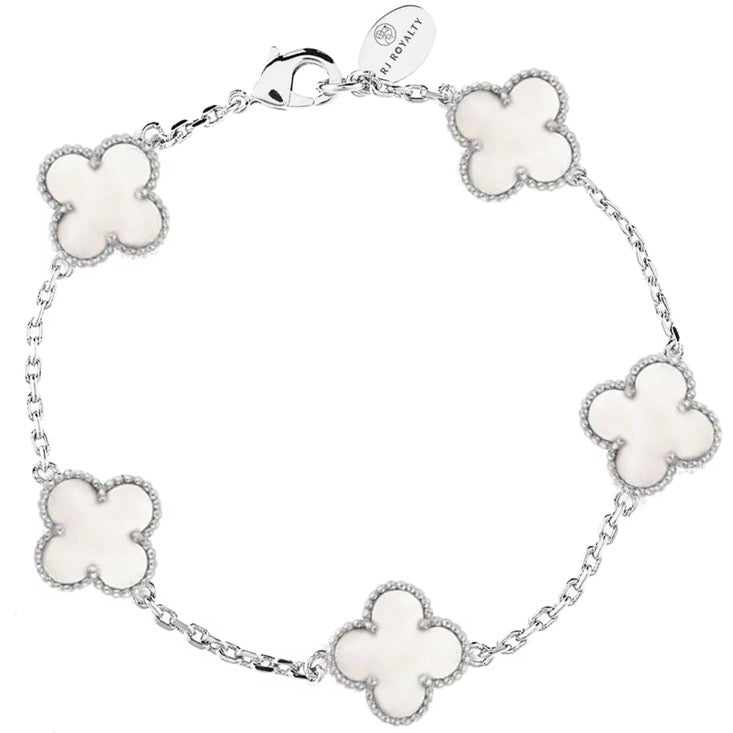 white mother of pearl silver bracelet